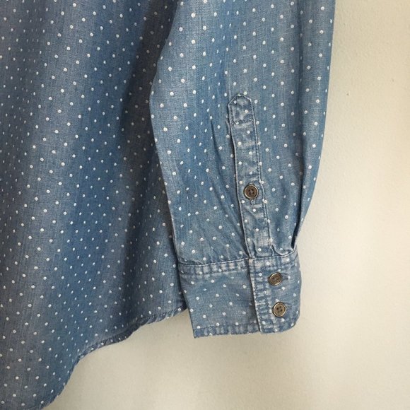 NWT Lord & Taylor Chambray white Polka Dot Top XL - Picture 5 of 6